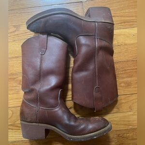 Georgia Giant Brown Leather Pull-On Western Work Boots Oil Resistant Size 7D
